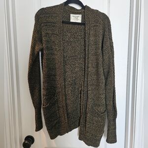 Abercrombie & Fitch Olive Green Open-Front Knit Cardigan